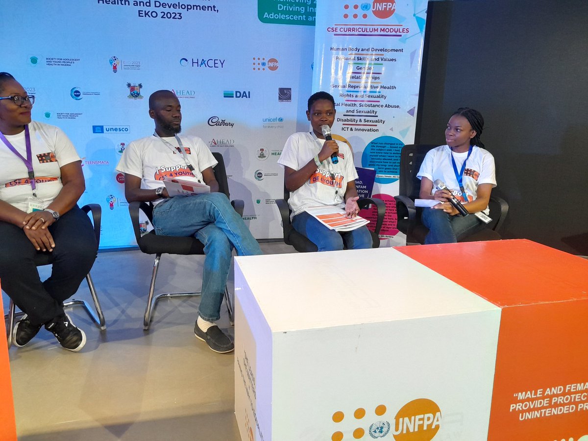Adolescents on the <a href="/UNFPANigeria/">UNFPA Nigeria</a> panel on comprehensive Sexuality Education blows the mind of the audience when sharing their experience on the project. @SAYPHINEKO2023 
<a href="/KorieUNFPA/">Kori Abba Habib (Bama)</a> <a href="/tundeadelekan1/">Babatunde Adelekan</a>