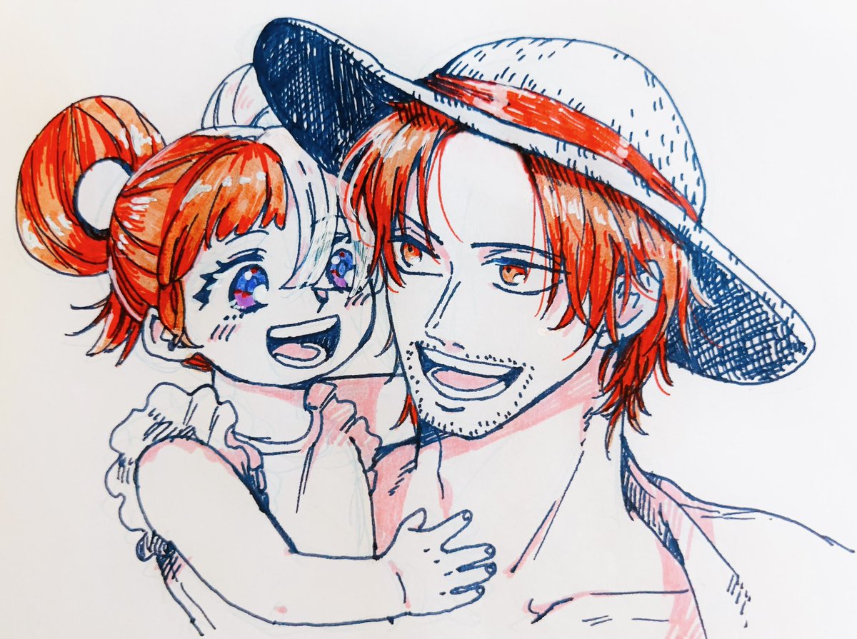 Uta, Luffy & Shanks, drawn by @heart_blody : r/OnePiece