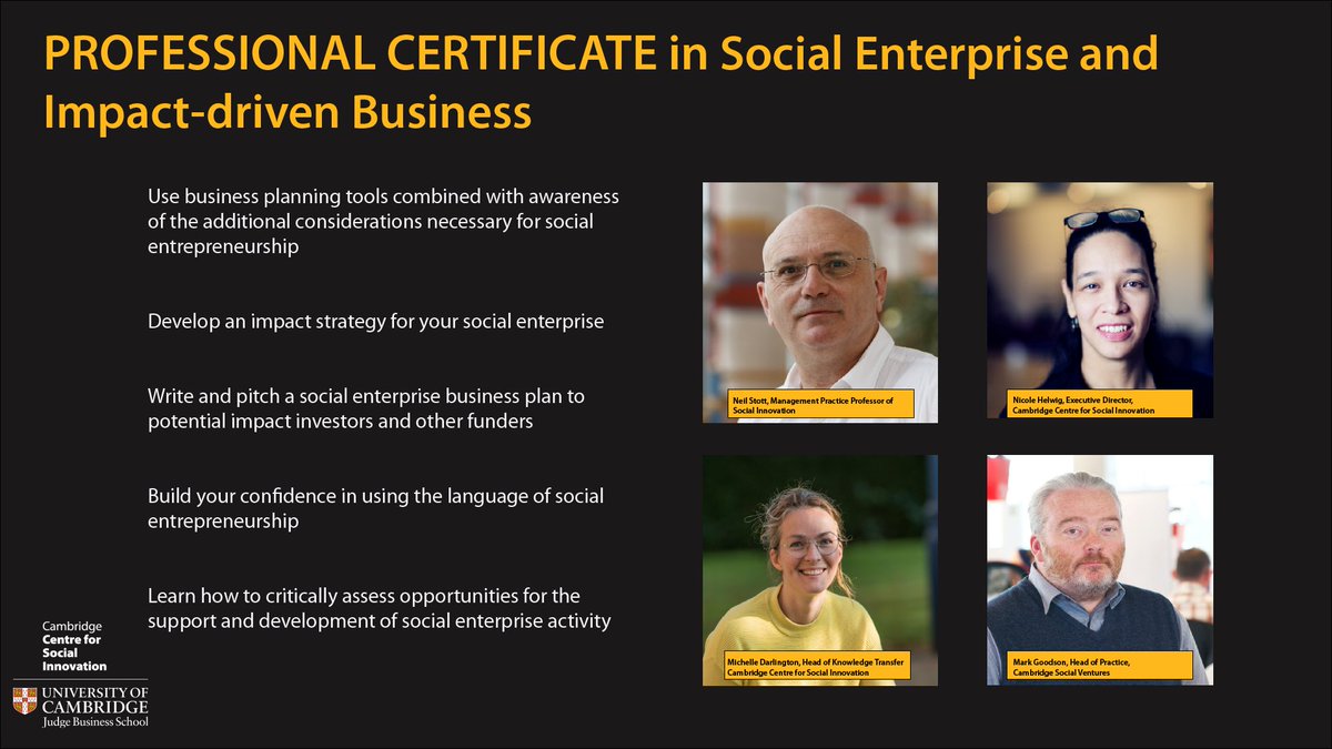 Learn from top global #SocialInnovation researchers 🌍✨

Our online Professional Certificate in Social Enterprise &amp; Impact Business shows how to craft your business model, impact strategy, and to incorporate and govern your social venture effectively.

orlo.uk/bbozi