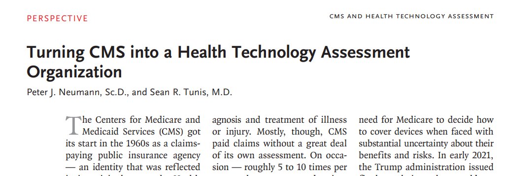 My new @NEJM Perspective with @SeanTunis: @CMSGov is becoming a major #HTA organization. It should embrace the role. tinyurl.com/3f56499a @TuftsCEVR @TuftsMedicalCtr @Arnold_Ventures @HTAiOrg @UW_Pharmacy @SchaefferCenter @DusetzinaS #heor @a_kaltenboeck @joeymattingly
