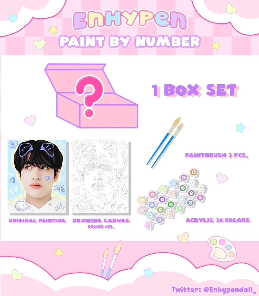 Enhypendoll_'s tweet photo. *･🎨✨[𝑷𝒓𝒆-𝒐𝒓𝒅𝒆𝒓 𝒇𝒐𝒓 𝒊𝒏𝒕𝒆𝒓𝒏𝒂𝒕𝒊𝒐𝒏𝒂𝒍 𝒇𝒂𝒏𝒔] *🎨✨

˚ ༘♡ ⋆｡𝑷𝒂𝒊𝒏𝒕 𝒃𝒚 𝒏𝒖𝒎𝒃𝒆𝒓𝒔˚ ༘♡ ⋆｡

Materials:

🖼️ Canvas
🎨 Acrylic paint
✍🏻 Paintbrush

✅ choose members

Pre-order link: https://t.co/XGcc6sUuXz

Any questions, please DM❤️

#ENHYPEN https://t.co/dT6yt2YPyq