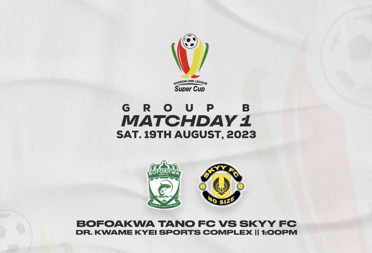 bofoakwatano's tweet photo. 🟢⚪️🟢⚪️🟢⚪️🟢⚪️🟢⚪️🟢⚪️🟢
We begin our ⁦@DivisionOneGH⁩ Super Cup campaign with a fixture against ⁦@SkyyFC1⁩ at the Dr. Kwame Kyei Sports Complex.
Where will you be cheering the boys from? #BOFOABA https://t.co/QTPJcN1XHW
