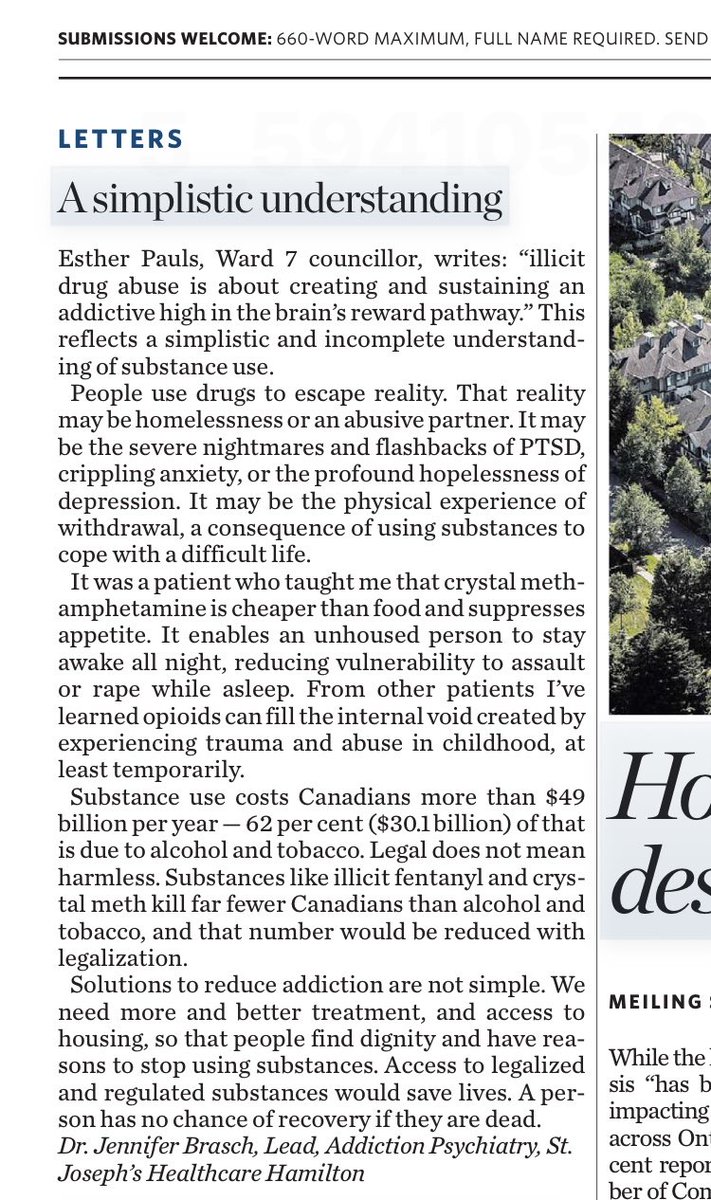 My letter to the editor in today’s <a href="/TheSpec/">Hamilton Spectator</a>. #HamOnt #addiction #recovery.