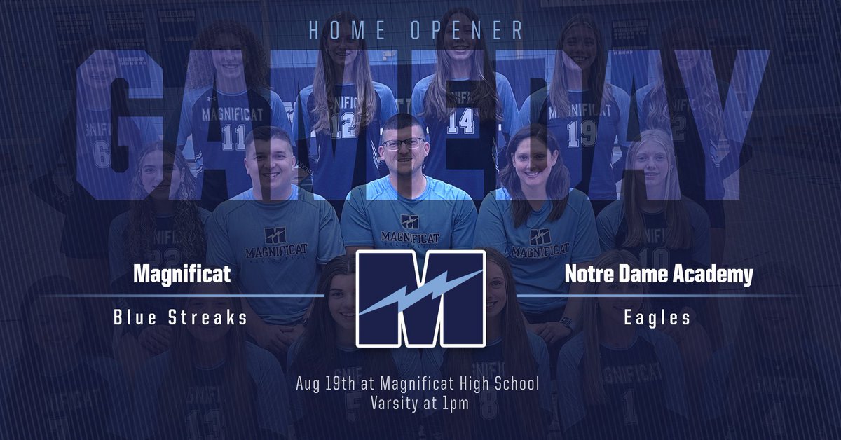 Magnificat Volleyball (@magnificatvb) on Twitter photo ITS GAME DAY🩵🏐⚡️
Home opener against the Notre Dame Academy Eagles
Freshman start at 11am, with JV to follow
Varsity starts at 1pm
#streaksup
#magsproud
@magsbluestreaks
<a href="/MagsHSAthletics/">Magnificat Athletics</a> ITS GAME DAY🩵🏐⚡️
Home opener against the Notre Dame Academy Eagles
Freshman start at 11am, with JV to follow
Varsity starts at 1pm
#streaksup
#magsproud
@magsbluestreaks
<a href="/MagsHSAthletics/">Magnificat Athletics</a>