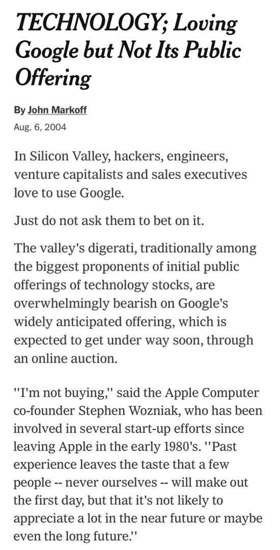 JonErlichman's tweet photo. Google went public on this day in 2004.

Some investors were skeptical. https://t.co/enr74OMFtp