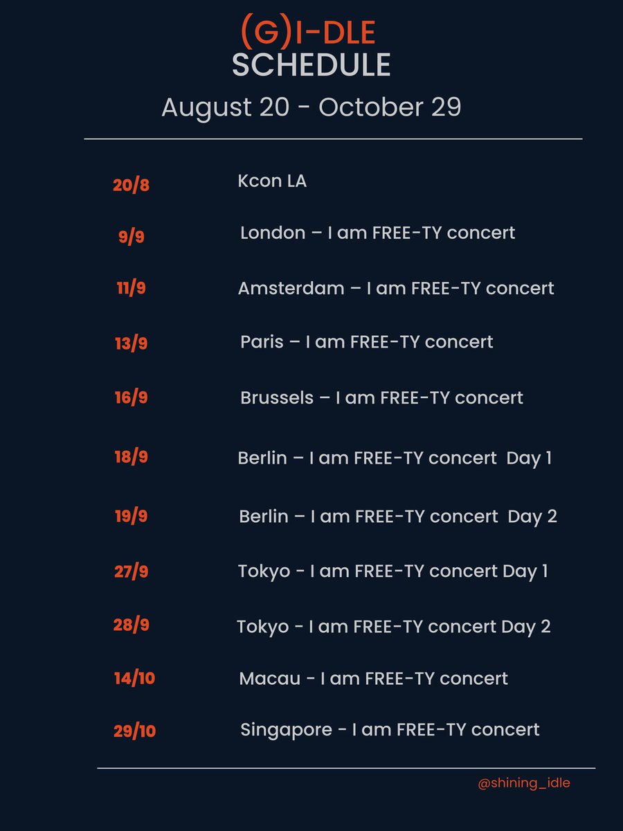 #GIDLE upcoming performance schedule.