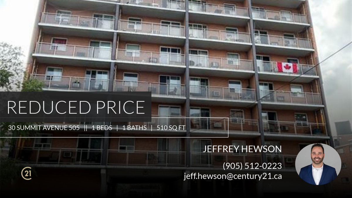 jeff_hewson's tweet photo. 📍 Reduced Price 📍 This recently reduced home at 30 Summit Avenue 505 in Hamilton won't last long, so, don't wait to set up a showing! Reach out here or at (905) 512-0223 for more information!

Century 21 Heritage Group Ltd., Brok... https://t.co/X8n7wFLQpo https://t.co/wovVYBVCGy