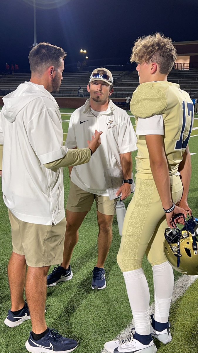 Opening night looked a little different last night than it did 6 years ago. @coltonbailey4 is going to be a great coach. I see the same preparation and passion that I saw as a player. Thankful to have him at @SHSvikings and on the sidelines with <a href="/Spartanburg_FB/">SpartanburgVikingsFootball</a>. Go Vikes!