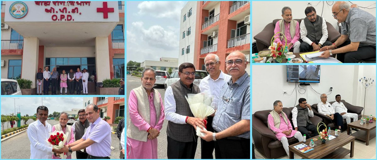 aiimsrajkot's tweet photo. ED &amp; DDA welcomed Dr.Vallabhbhai Kathiria,the new President of AIIMS Rajkot.He was briefed about the latest progress of AIIMS.He expressed his satisfaction about institute's growth &amp; desired that IPD services be started soon @MoHFW_INDIA @OfficeOf_MM @DrBharatippawar @PIB_India https://t.co/nRCR8877aE