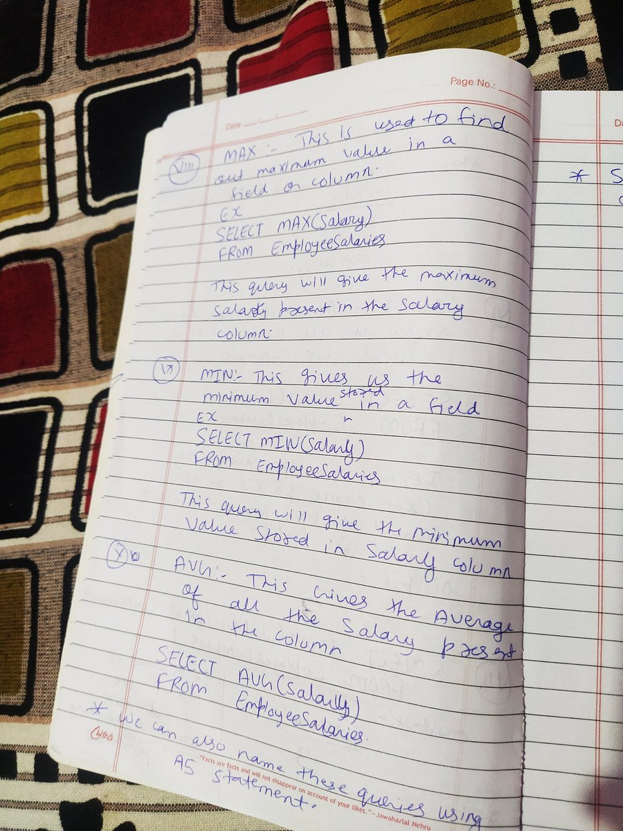 Rishabh79349870's tweet image. Day 1 of #30daysoflearning 
Learnt about
1) creating table and inserting values in it
2)SELECT statement and various other  variations of it like 
 DISTINCT,COUNT ,AS
3)also learnt how to find MAX,MIN,AVG
4)How to access a table if it is in another database
@Alex_TheAnalyst  OG👑