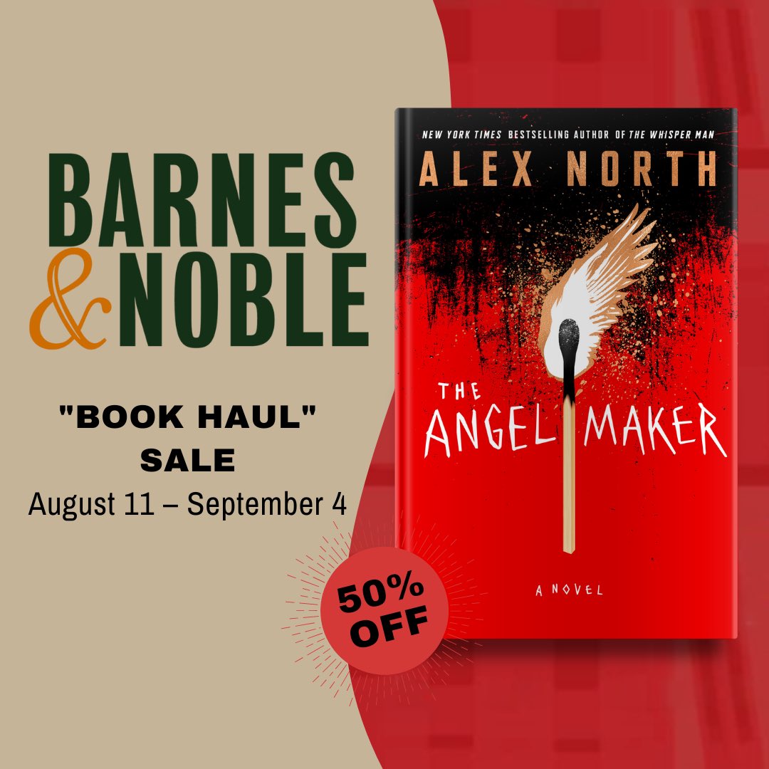 A heads up for US readers: I’m really pleased that the hardback of The Angel Maker is part of Barnes & Noble’s annual Book Haul Sale, available right now at 50% off. barnesandnoble.com/w/the-angel-ma…