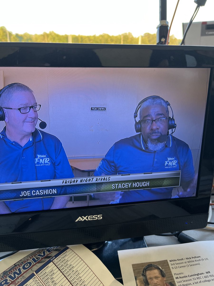 On the play by play call last night w my dude ⁦@cashionj68⁩ on the Sonic Friday Night Rivals game if the week on Wach Fox. White Knoll got the win vs O-W on the week 0 opener. We have 10 more games coming atcha. Check your local listings.