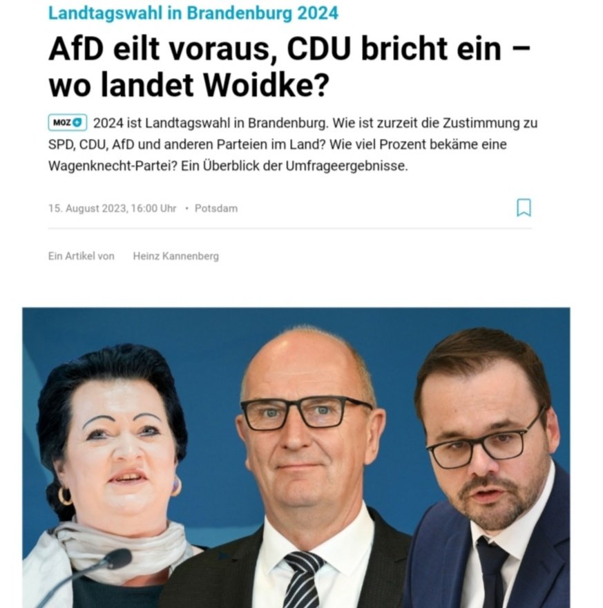 Lasst uns gemeinsam dafür sorgen, dass unsere AfD noch stärker wird! 💪💙 #AfD #Brandenburg #UnserLandZuerst #Heimatliebe #Volkspartei #Bürgernähe #Friedenspartei #Deutschland moz.de/nachrichten/br…