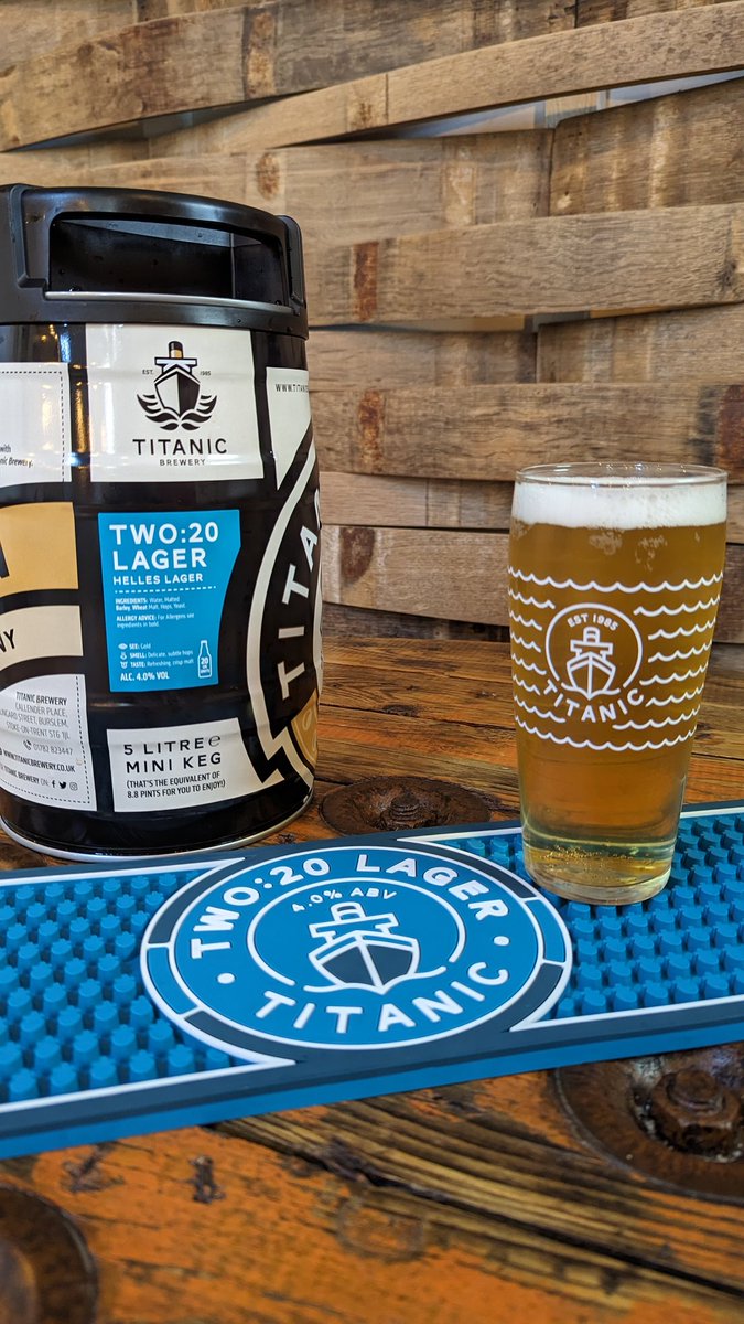 TitanicBrewers's tweet photo. Light, crisp and refreshing, our new Two:20 Lager is now available in 5L Mini Kegs!
Available now from the Brewery Shop (along with shop exclusive Two:20 bar runners and glassware!) and online at https://t.co/4ruBeT0rzW
#newproduct #newbeer #beerathome https://t.co/dVNmTiM8NX