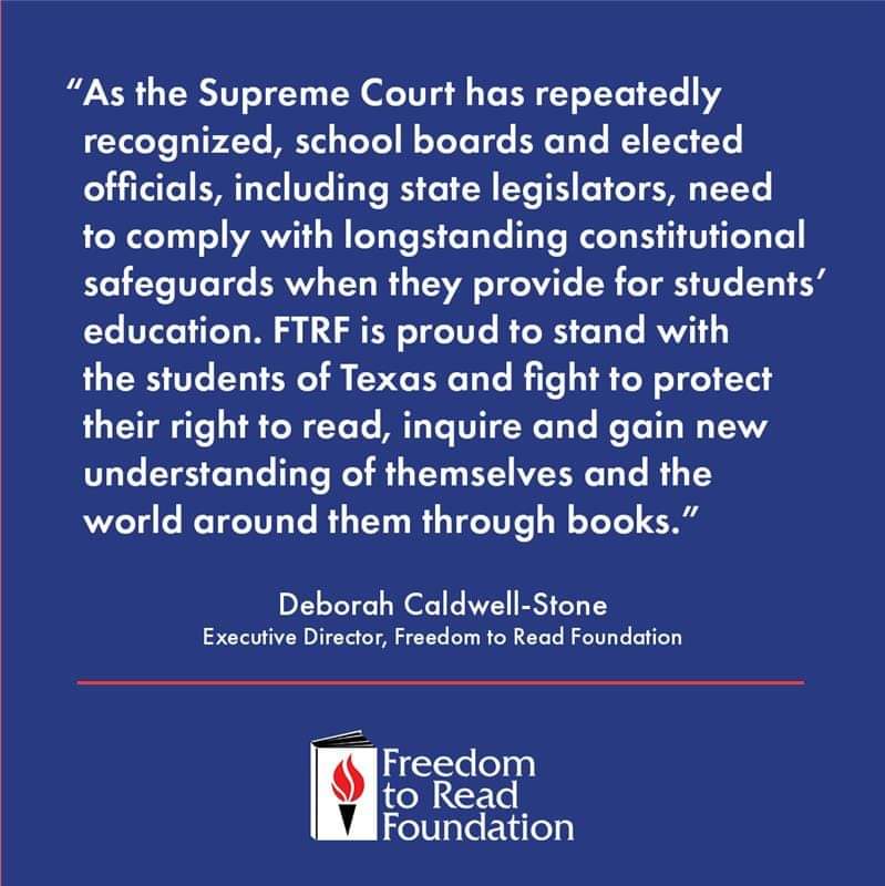 @FTRF has joined an amicus brief in support of the publishers, booksellers and authors challenging a Texas school book censorship law.