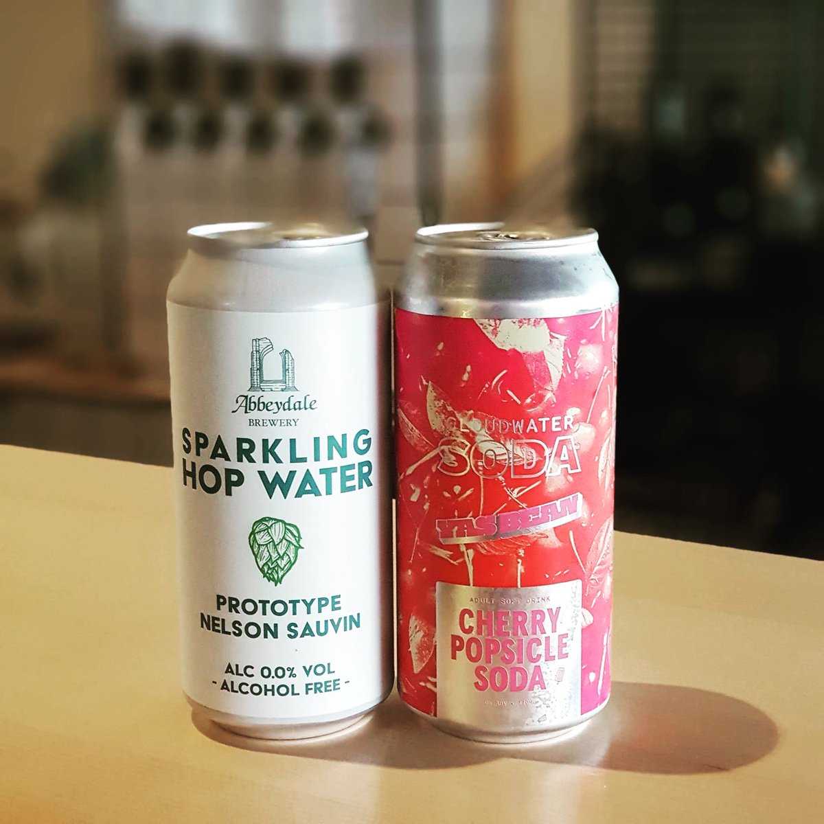 HopHideout's tweet photo. Put an #alcoholfree sparkle in your step with @AbbeydaleBeers new #HopWater or @cloudwaterbrew cherry soda 🍒 #HopHideout #AFdrinks #soda #sparklingvibes https://t.co/ljFVYiqGju