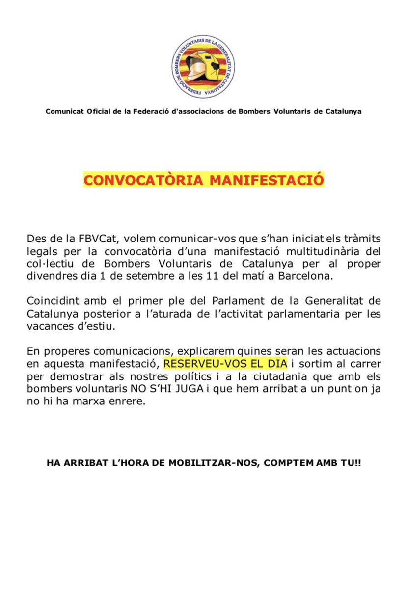 ⚠️⚠️CONVOCATÒRIA MANIFESTACIÓ! ⚠️⚠️