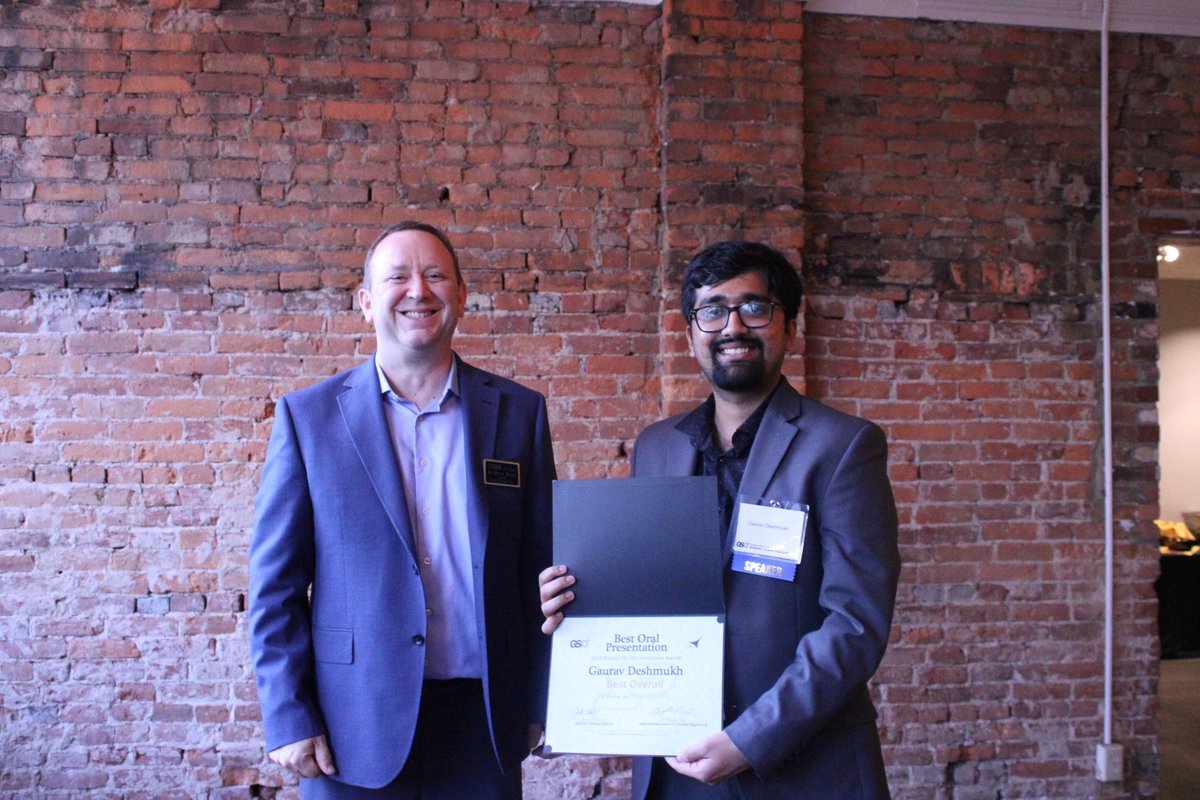 Congratulations to Gaurav (@ChemAndCode) for winning the Best Overall Talk award in the Purdue ChE Graduate Symposium. Thanks to @GSO_ChE_Purdue and @PurdueChemE for the opportunity to present in a wonderful symposium this year.