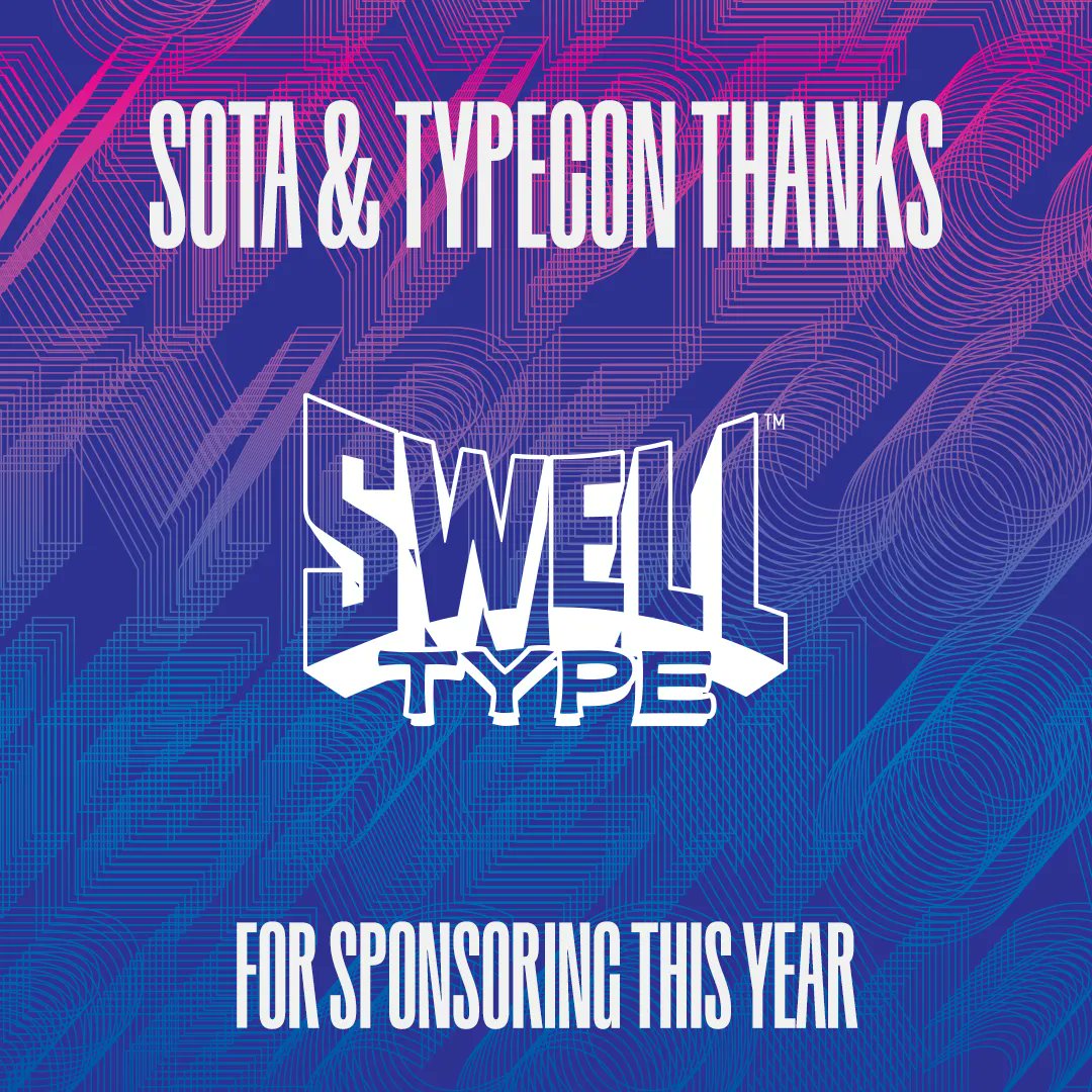 typecon's tweet photo. Thank you Swell Type for sponsoring #TypeCon2023! @swelltype #typecon https://t.co/j61KYqmcP9