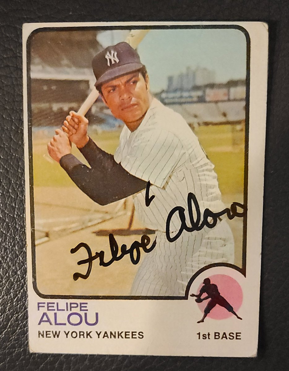 DennisCGarcia's tweet photo. #FelipeAlou is the latest addition to my 1973 autographed #BaseballCard collection.
He played for the Yanks late in his baseball career and became a terrific manager for the #MontrealExpos.
His son Moises played in the MLB and his other son Victor is a coach with the Yankees. https://t.co/rIJ8VfxJvU