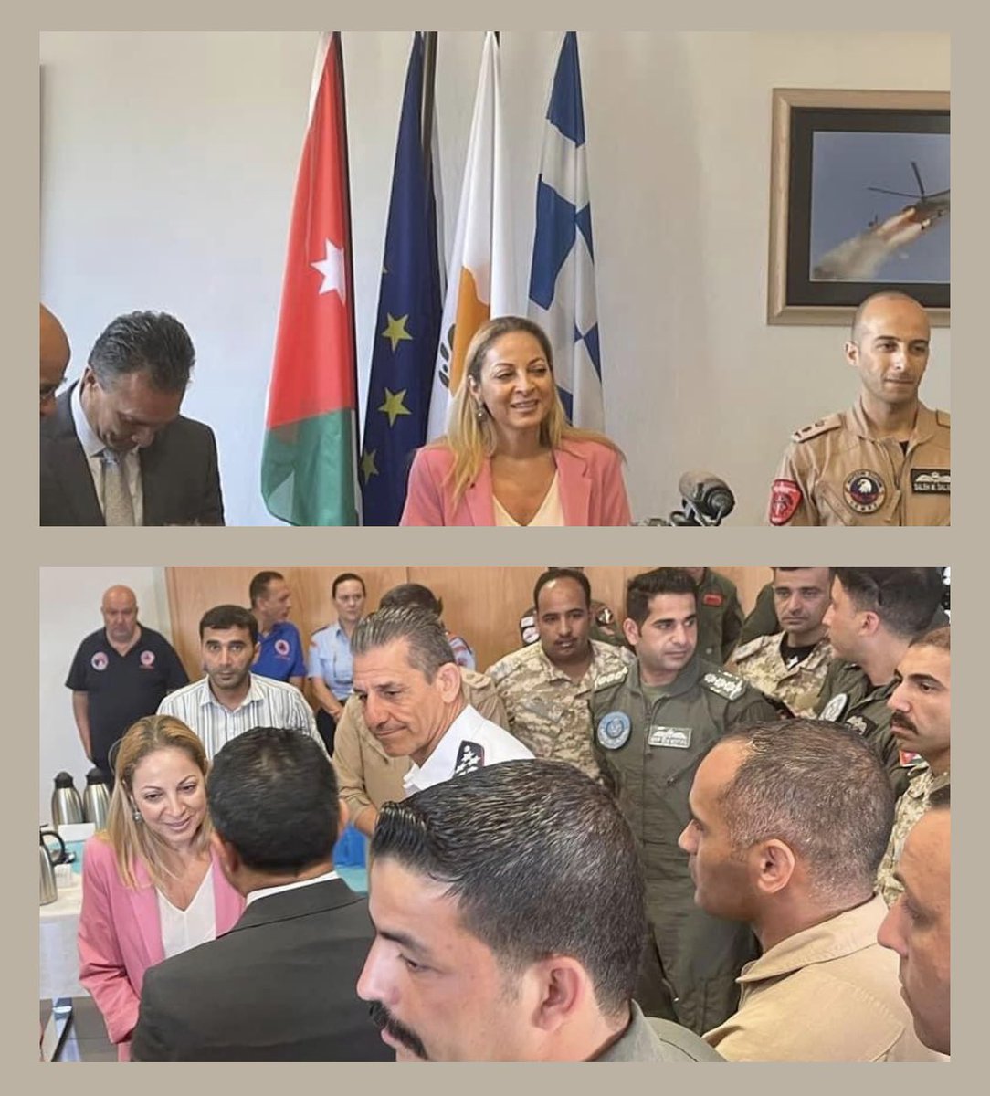 Memento from farewell get-together for #Jordanian #firefighting aircrews stepping in to assist #Cyprus in time of need. We reassured @JorEmbassyCy that  @MinJusticeCY @GovCyprus will reciprocate,if need be,looking forward to further #regionalcooperation 🇨🇾🇯🇴 #πυροσβεστικηυπηρεσια