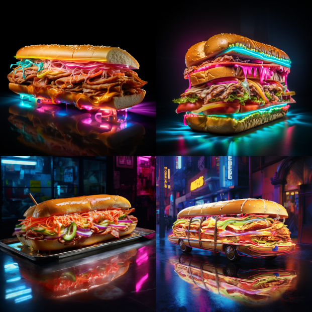 Rare_Ai_Curator's tweet photo. South Beach Miami Style Neon Sandwich Art
#southbeach #Miami #MiamiBeach #AIart #rareai #art https://t.co/grxUgvB4f1