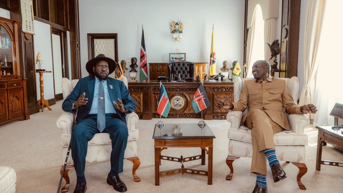 H.E Gen Salva Kiir Mayardit ,visited the sisterly Kenya ,on an official visit today18th August, held bilateral meeting with counterpart H.E Dr William Ruto, at the State House .