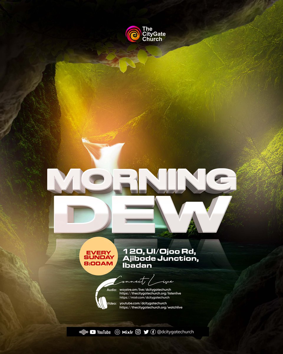 dcitygatechurch's tweet image. There&apos;s fresh dew from the throne in this season of the appearance of God. The Morning Dew is a platform God has ordained to reach and build us with the principles of His Word,  join us tomorrow by 8:00am as we enjoy pastures that will set us aright on our course to God