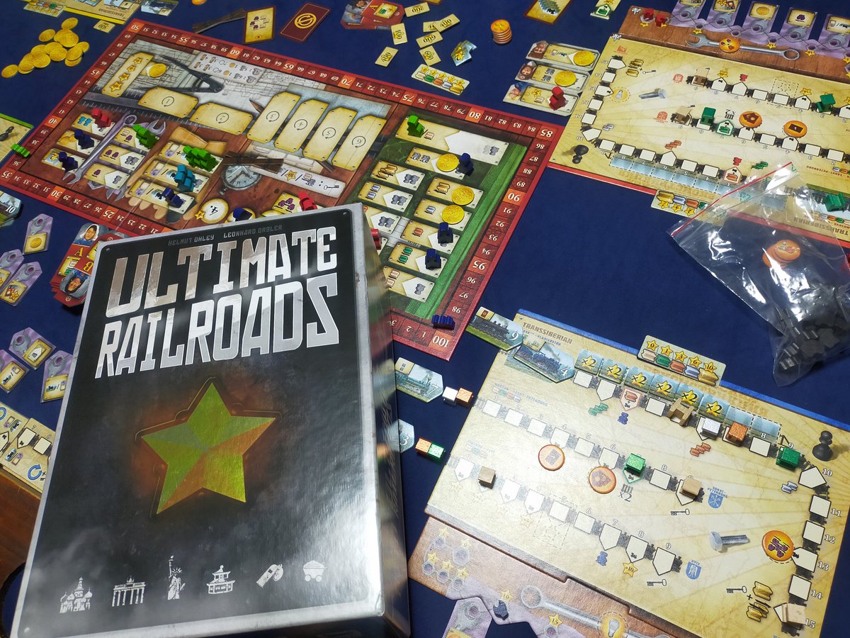 ・エイジオブアトランティス
個人ボードがRPGみたいな成長ツリーで面白かった！

・チャレンジャーズ
デッキ構築！サクサク出来ていいね！相変わらずデッキ構築構築下手すぎた！

・アルティメットレールロード
シンプルなワーカープレイスメント！最終的に点数バカスカ獲得出来て楽しい！