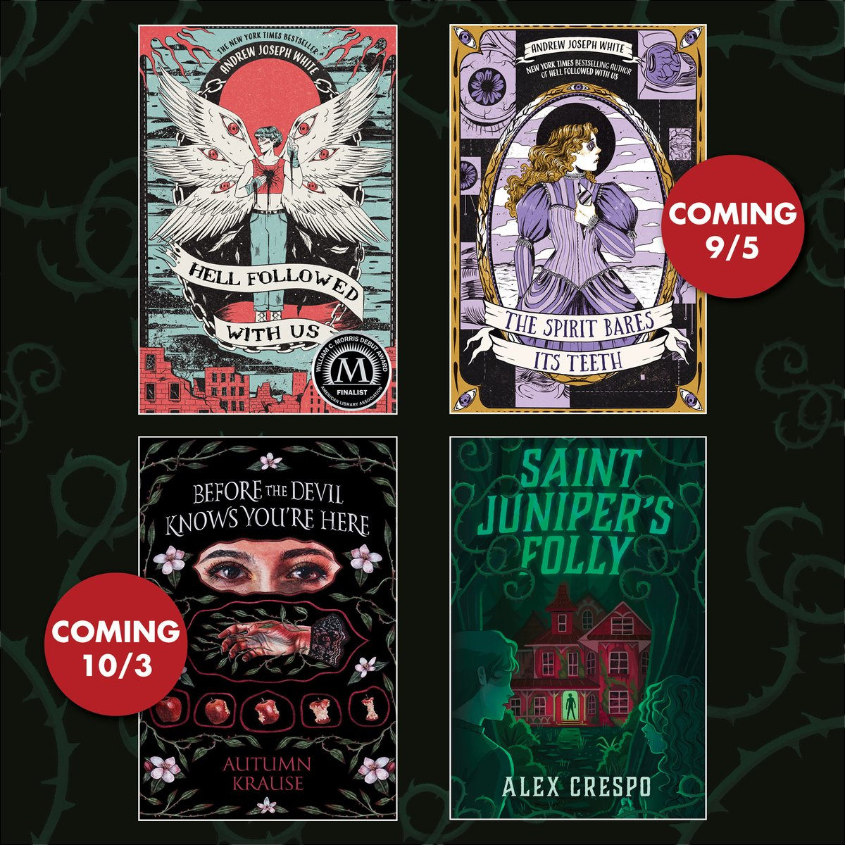 For all the #yahorror fans out there, we have some recommendations! 👻

P.S. We hope it's haunting you if you haven't pre-ordered THE SPIRIT BARES ITS TEETH and BEFORE THE DEVIL KNOWS YOU'RE HERE...