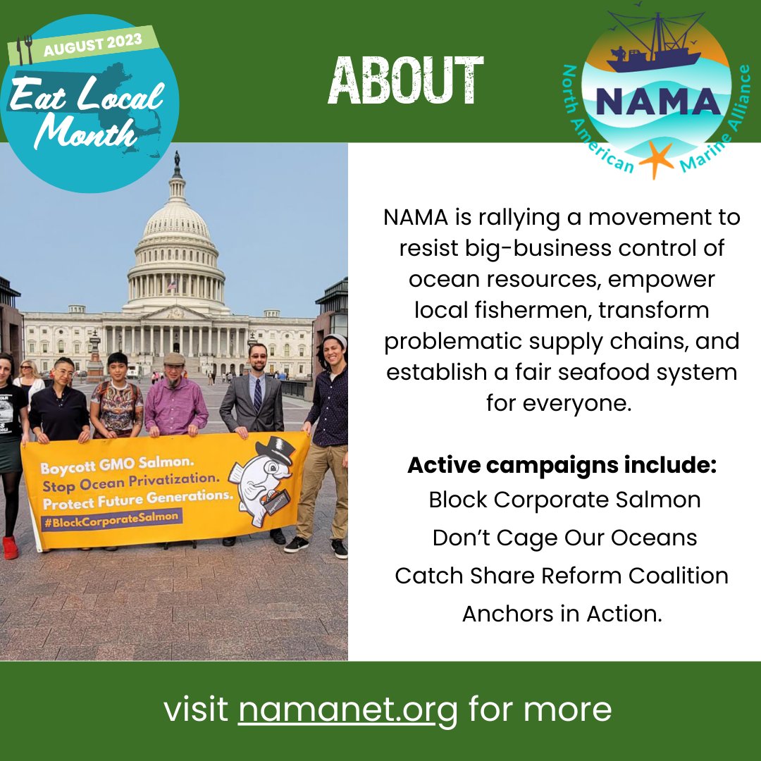 🌊Our friends <a href="/NAMA_NET/">NAMA</a> have been making big waves since 1995! NAMA is a fishermen-led alliance building a broad movement for healthy oceans and thriving fishing communities. Learn more at namanet.org #eatlocalma #eatlocalmonth #localgreenfair #localseafood
