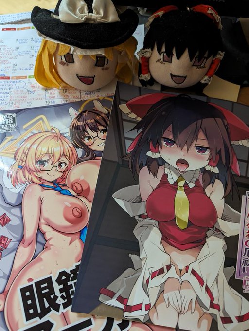 とろろさんの博麗神社の厄祓い、支倉ノイズさんのブルアカ本、買ってきました。どっちもえろいよ〜😊✨ 