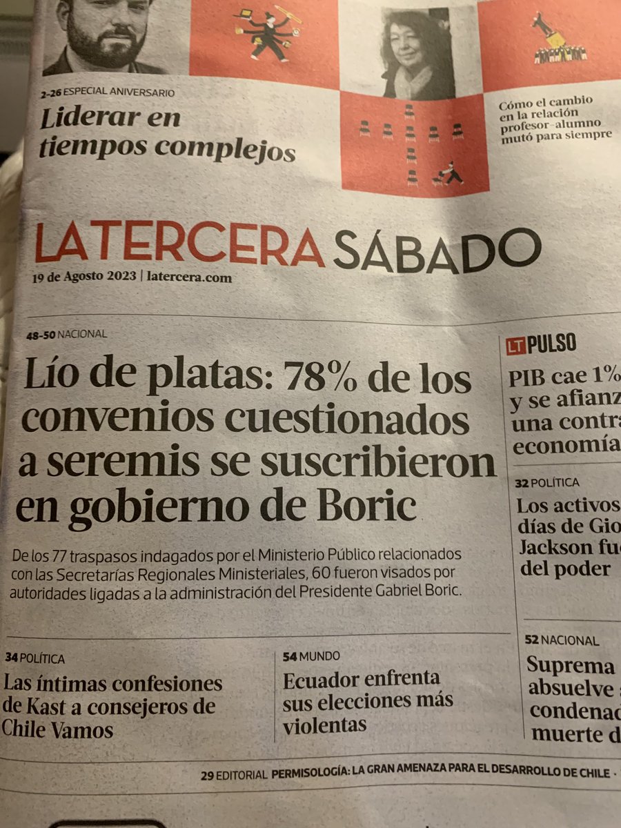 Otro titular para ejemplos de desinformación. El 81,9% de convenios investigados corresponde a Gobernadores. Pero La Tercera titula con el fragmento de 18,1% restante. O sea, su noticia es el 78% del 18,1%