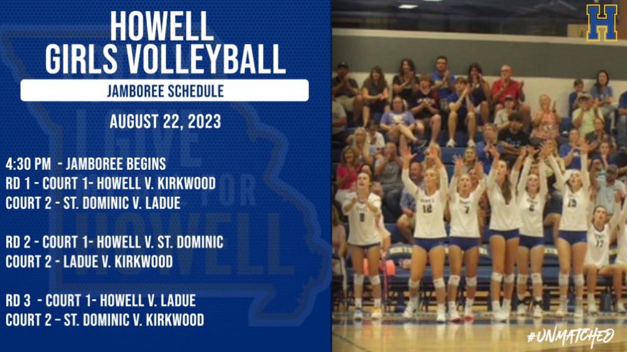 Don’t forget to check out the 2023 Volleyball Jamboree @ the H this Tuesday!

Games start at 4:30 🏐