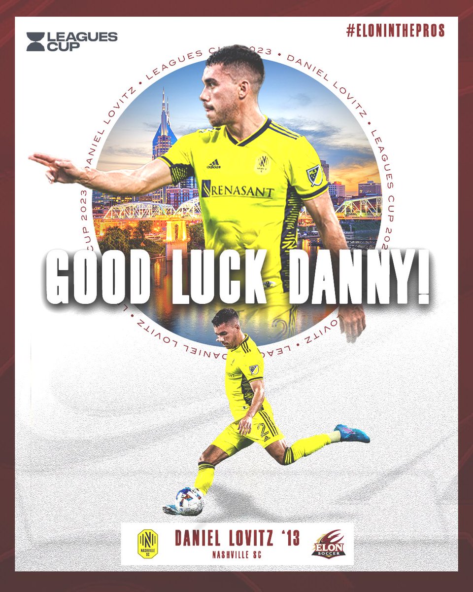 Good luck to alum @DanLovitz and @NashvilleSC in the Leagues Cup final tonight! 

#ElonInThePros