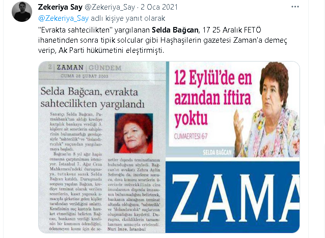 Solcu Selda Bağcan'dan nefret etmek için bir sebep daha!..