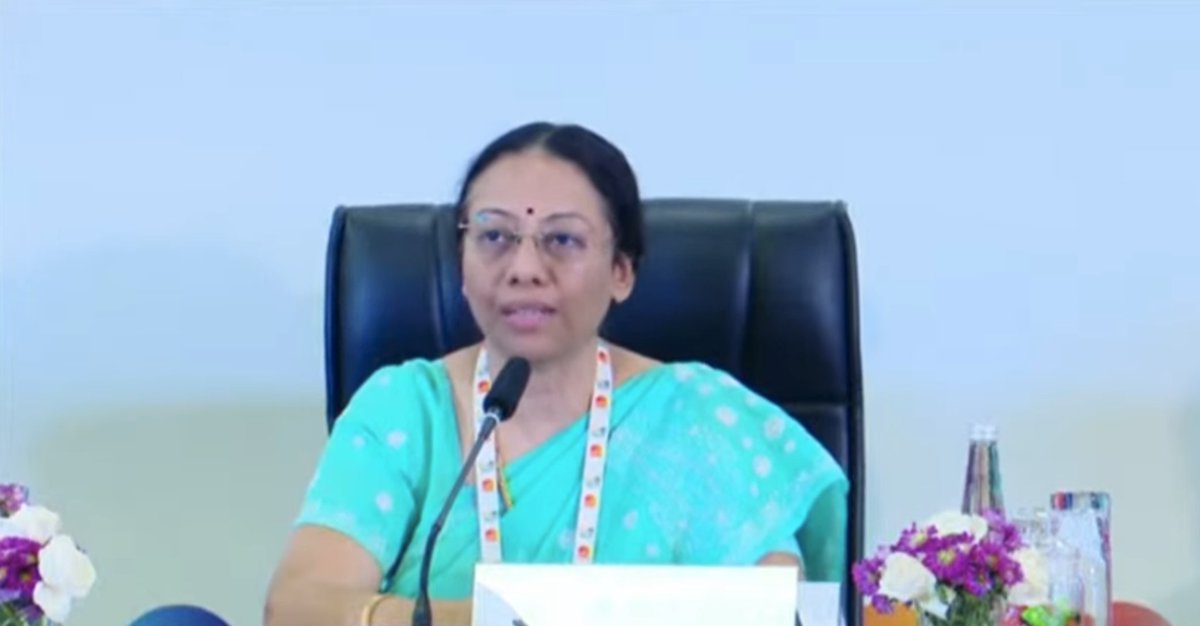 Ms. S. Aparna, Secretary, Department of Pharmaceuticals, Ministry of Chemical & Fertilizers addressing the media post event in the 1st edition of #IndiaMedTechExpo2023 at the Helipad Exhibition Centre, Gandhinagar, Gujarat

#InnovationInHealthcare #MedTechRevolution