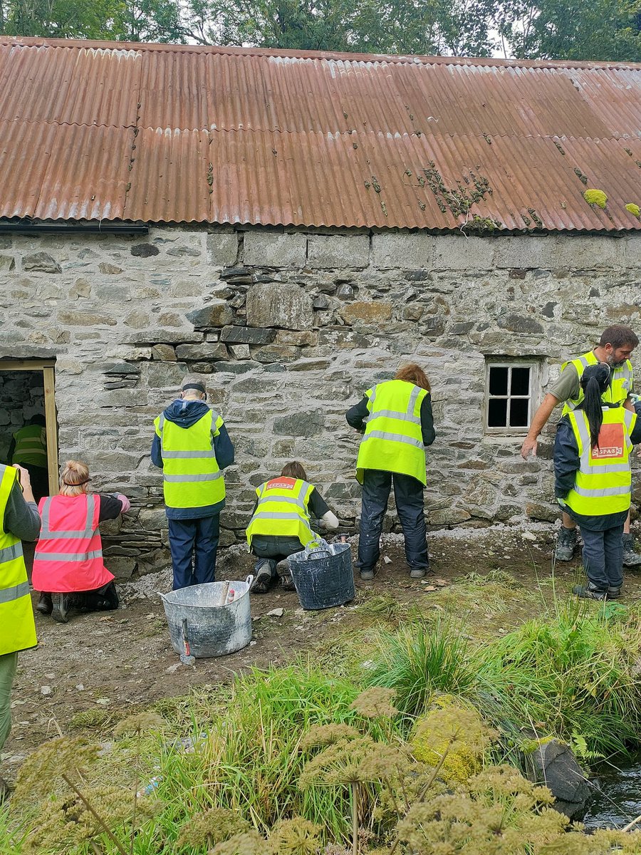 SPABIreland's tweet photo. Our participants are spending the afternoon doing stone letter carving, lime pointing and carpentry @SPAB1877 @HeritageHubIRE #HeritageWeek2023 https://t.co/MBqFoZ9UsF
