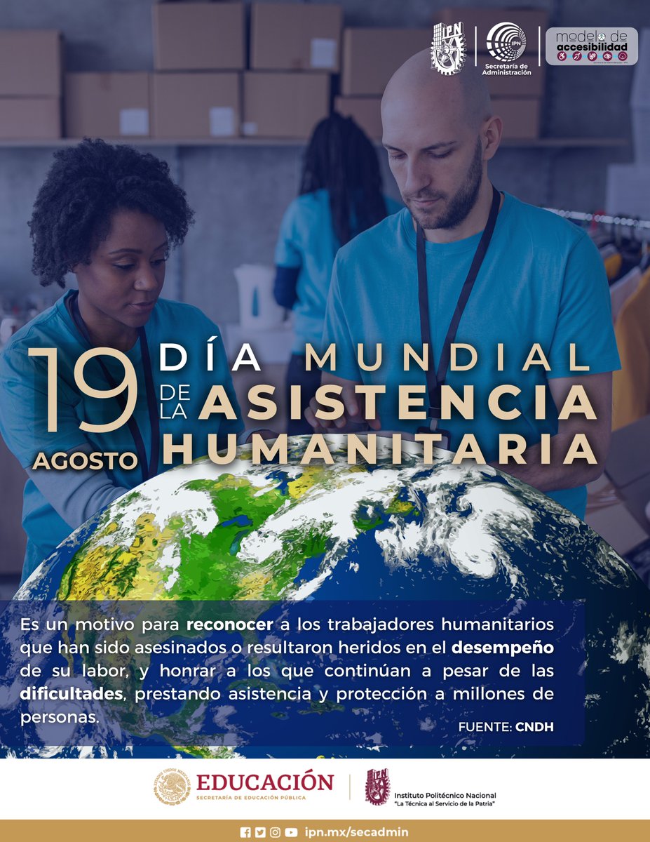 ipn_sad's tweet photo. #sabado ⛅️ | De parte de la Secretaría de Administración queremos agradecer y felicitar a todas aquellas personas que brindan #AsistenciaHumanitaria 🫶🏻 🙌🏼, sus acciones son una luz de esperanza. 🤍 🌎
#19deAgosto #IPN #ComunidadPolitécnica #MODAC #SADIPN