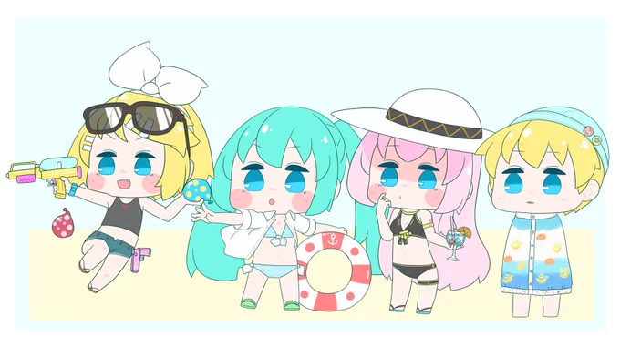 夏なんだ…#鏡音リン #初音ミク #巡音ルカ #鏡音レン 