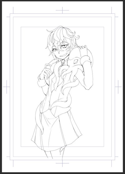 移動ンビ(@idoumatutake_id)さんからのお題「煤木ちゃん」の線画φ_(:3」 ∠)_ 