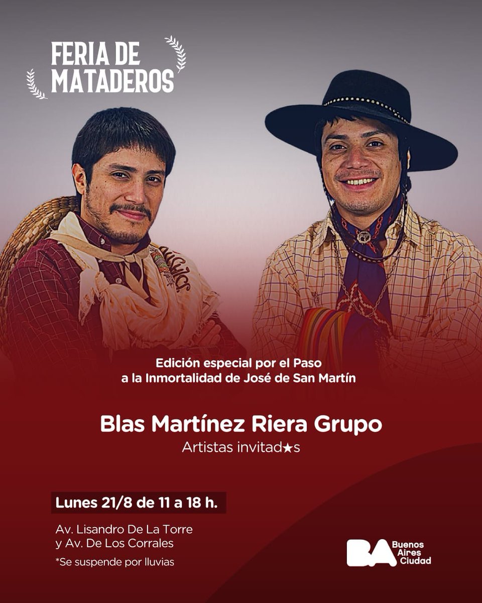 Lunes Feriado en #FeriaDeMataderos 16:30 hs, recital exclusivo, volvemos después de 4 años.
#chamame
#LosCampeonesDelChamame