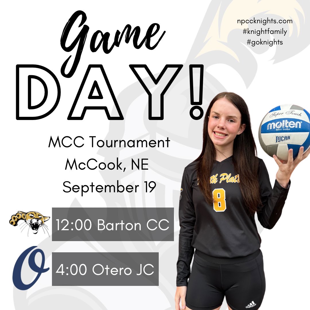 Game Day!! 
.
📍McCook, NE 
⌚️12:00 vs. Barton CC
⌚️4:00 vs. Otero JC 
💻 mccindians.com/watchlive
.
#knightfamily #goknights