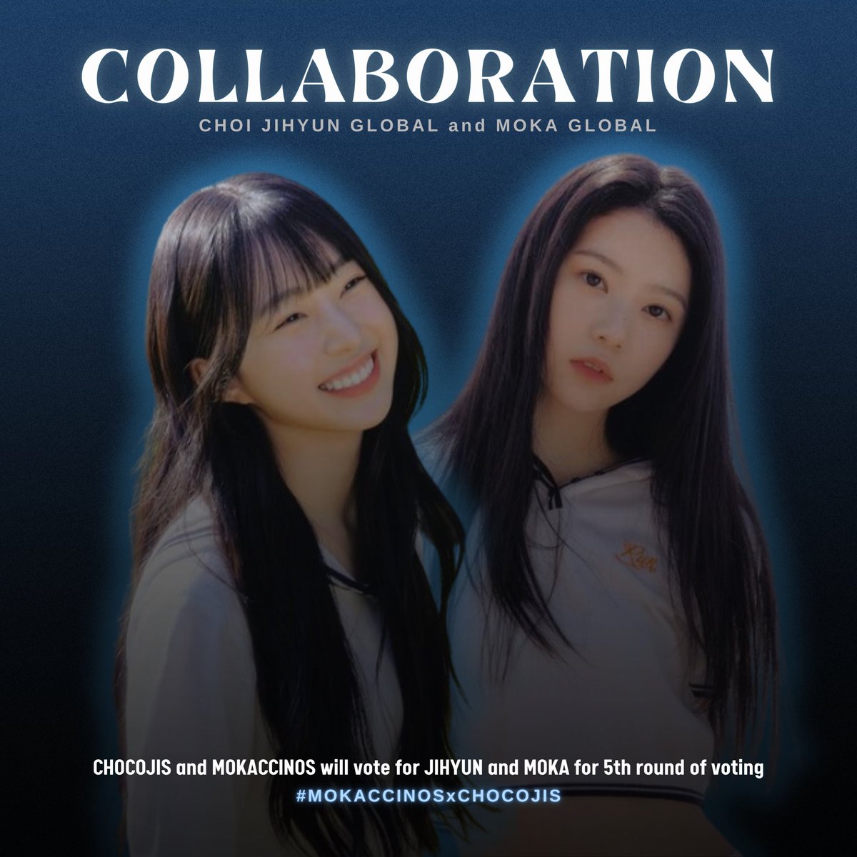 [📢] COLLABORATION 

We are excited to announce our collaboration with <a href="/mokaglobal/">MOKA GLOBAL</a>! As we have the same goals for the girls; let’s unite to achieve their dreams! 

Use #MOKACCINOSxCHOCOJIS together with your voting proofs! 

#JIHYUN #지현 #RUNext #알유넥스트