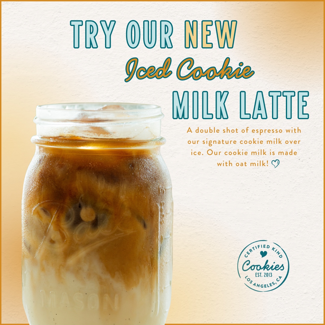Our Iced Cookie Milk Latte is a great way to start your day 💕⁠
⁠
This latte is only available at our Encino location at this time, but our Wilshire location has our cookie milk as a milk option to add to any beverage of choice! 🍪🥛