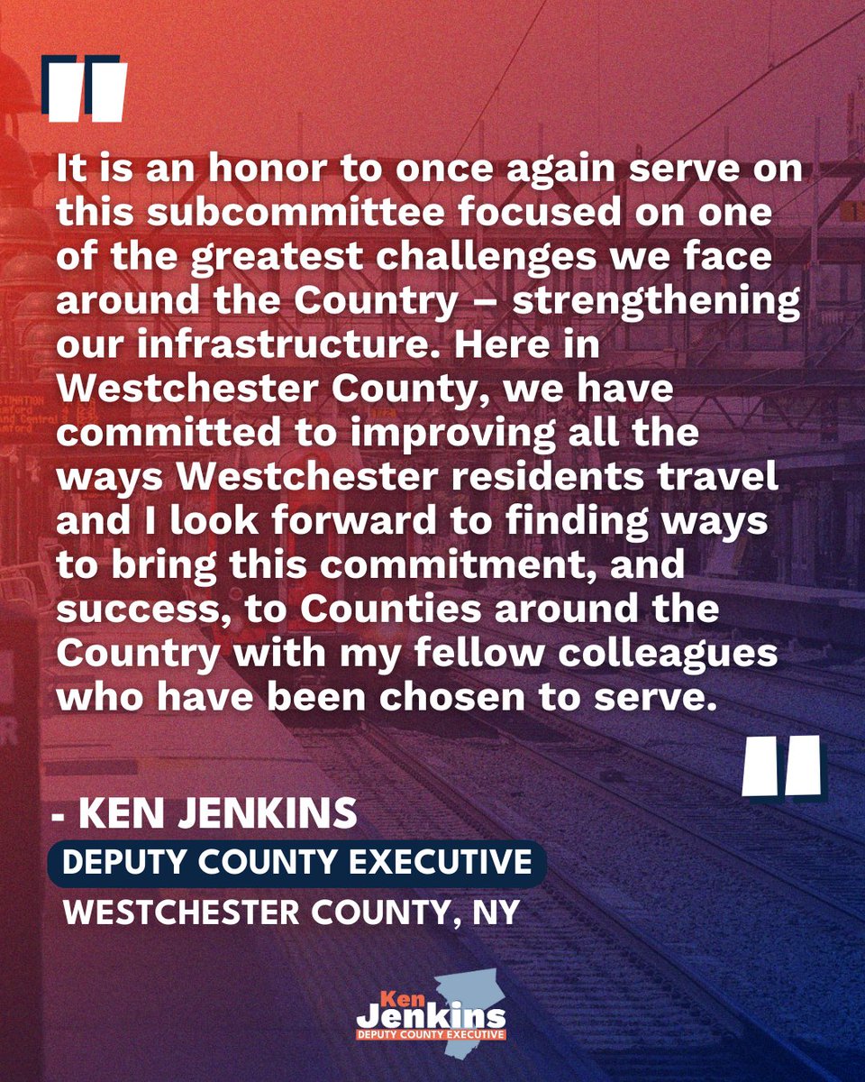 It is an honor to be reappointed by the National Association of Counties (NACo) <a href="/NACoTweets/">NACo</a> to once again serve on this subcommittee, which is dedicated to addressing transit and rail policies crucial for counties nationwide. 

Here in Westchester County, we are deeply committed