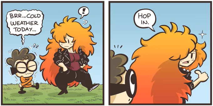 Can Nerd ride inside Tiger's hair? Read the full comic by becoming my Patron! 4 extra episodes a month, access to new N&amp;J episodes earliest and more exclusive content!
https://t.co/m1Oa5W8eZE 