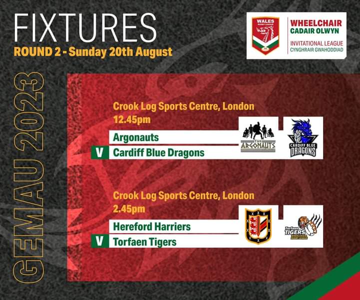 Torfaen Tigers Wheelchair Rugby League Team (@tigerswrl) on Twitter photo Round 2 of the <a href="/WalesRugbyL/">Wales Rugby League</a> Wheelchair Invitational League
Cardiff Blue Dragons take on The Argonauts, followed by <a href="/TigersWRL/">Torfaen Tigers Wheelchair Rugby League Team</a> against <a href="/HerefordHarrie1/">Hereford Harriers Wheelchair Rugby Club</a> at Crook Log Sports Centre, London
#wheelchairrugby #rugbyleague #torfaentigers #wheelchairsports Round 2 of the <a href="/WalesRugbyL/">Wales Rugby League</a> Wheelchair Invitational League
Cardiff Blue Dragons take on The Argonauts, followed by <a href="/TigersWRL/">Torfaen Tigers Wheelchair Rugby League Team</a> against <a href="/HerefordHarrie1/">Hereford Harriers Wheelchair Rugby Club</a> at Crook Log Sports Centre, London
#wheelchairrugby #rugbyleague #torfaentigers #wheelchairsports