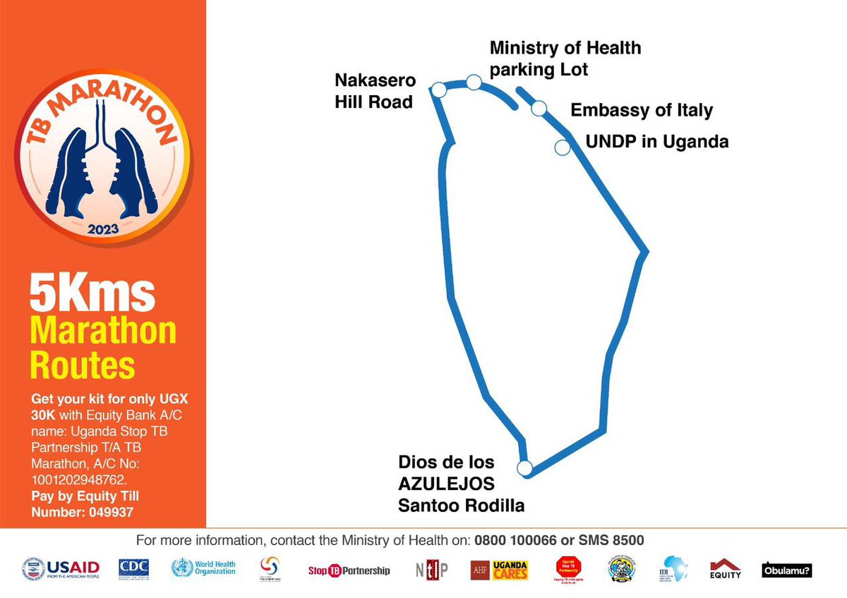 NanyonzaS's tweet photo. Are you ready for the #TBMarathon2023 tomorrow?
👇Here is the Marathon Roadmap
#YesWeCanEndTB #Run2EndTBUg #Obulamu https://t.co/yM9mJ8JMl6