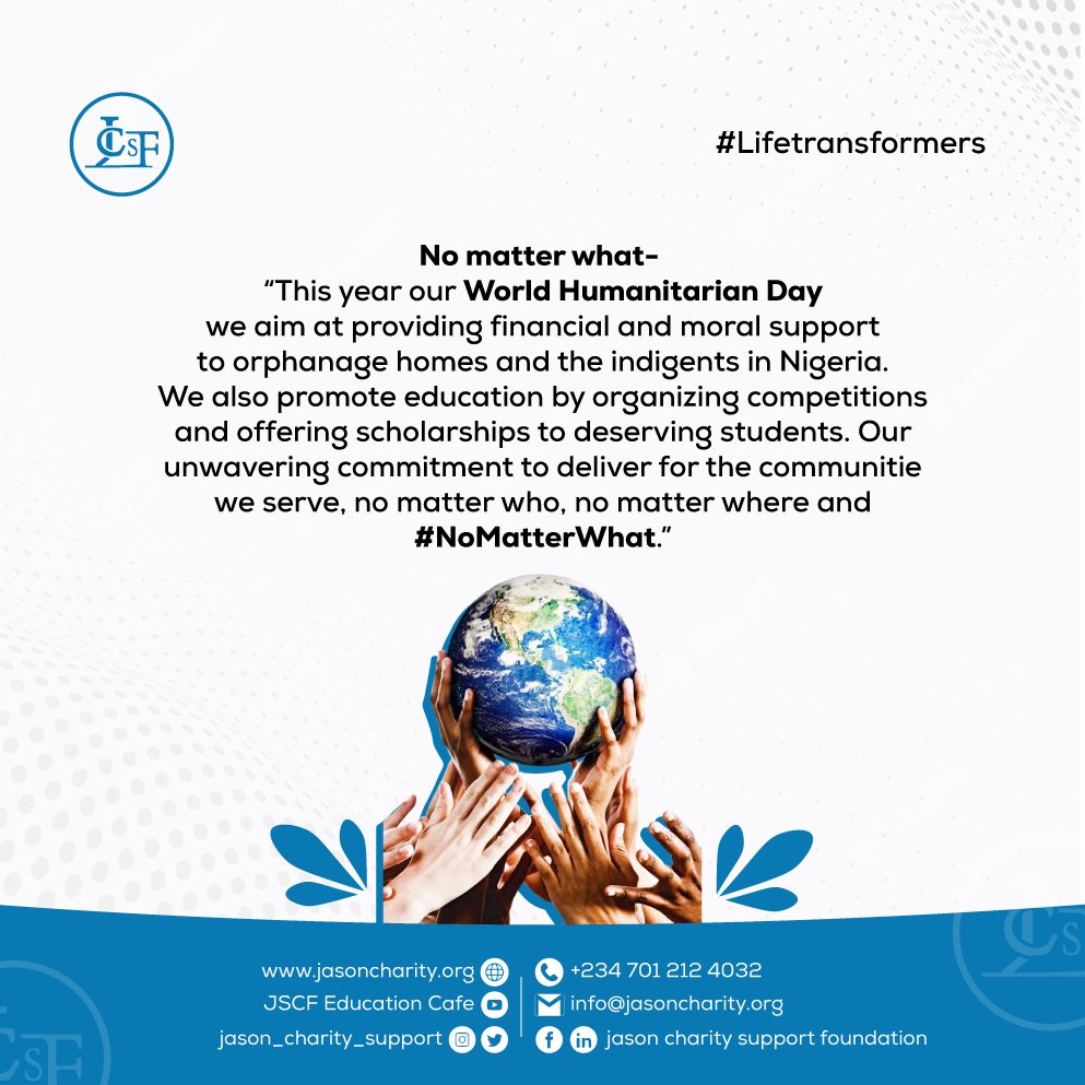 JCSF_charity's tweet photo. Let's be Kind and helpful. Let's provide help to the indigents.
We only have one race, Human.
#LifeTransformers #Kindness
@GatesAfrica @gatesfoundation @macfound @UN @UNICEF @UNESCO https://t.co/fDU5VdpqxD